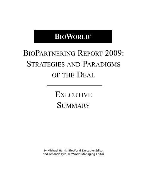 BioPartnering Executive Summary - 3.qxd - Medical Device Daily