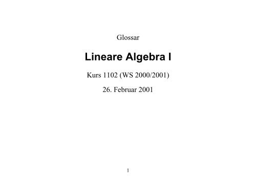 Lineare Algebra I