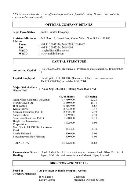 TCM - INDIA INTERNATIONAL CREDIT REPORT ... - Cerved