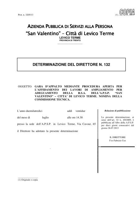 âSan Valentinoâ âSan Valentinoâ â CittÃ  di Levico Terme CittÃ  di ...