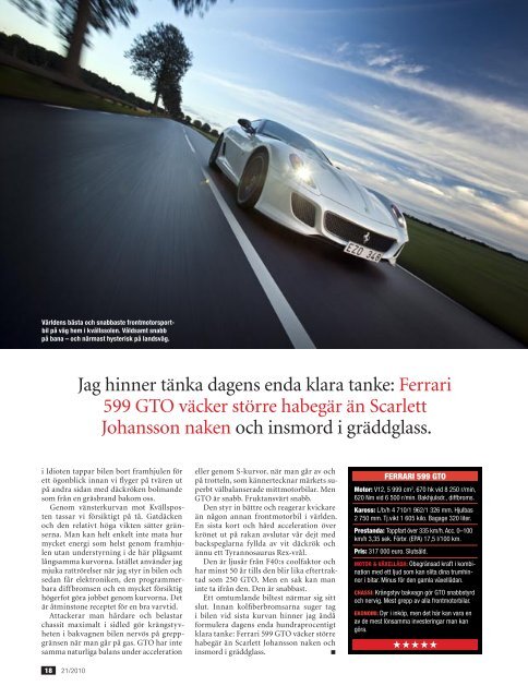 PROVKÖRNING FERRARI 599 GTO - Auto Motor & Sport