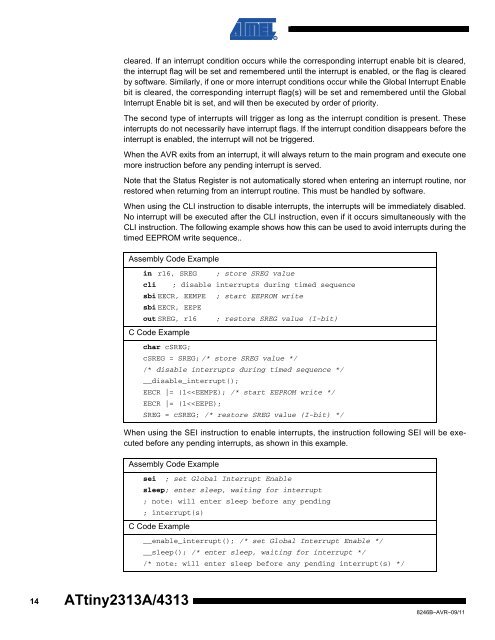 ATtiny2313A/4313 Data Sheet