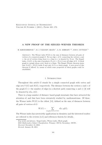 A New Proof of the Szeged-Wiener Theorem - Kjm.pmf.kg.ac.rs
