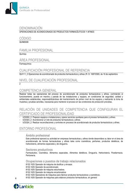 Certificado de Profesionalidad OPERACIONES DE ... - Lanbide