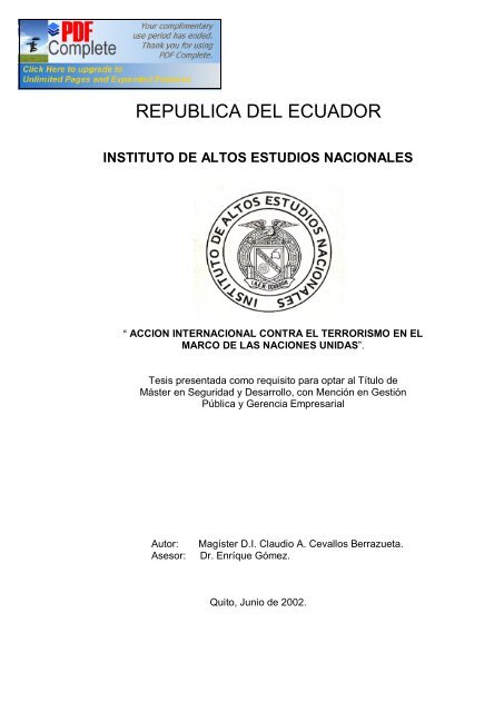 republica del ecuador - Repositorio Digital IAEN - Instituto de Altos ...