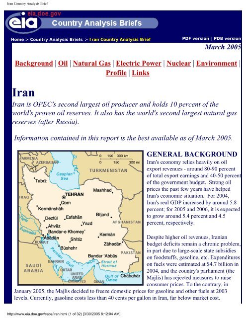 Iran Country Analysis Brief - Pars Times