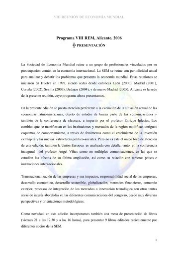 PROGRAMA DEFINITIVO - Departamento de AnÃ¡lisis EconÃ³mico ...