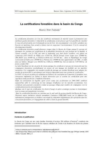 La certifications forestière dans le basin du Congo - WIJMA Cameroun