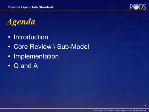 Pipeline Open Data Standard Model Workshop - PODS