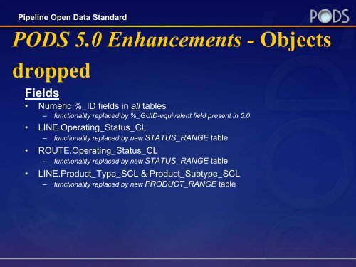 Pipeline Open Data Standard Model Workshop - PODS