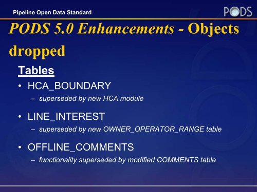 Pipeline Open Data Standard Model Workshop - PODS