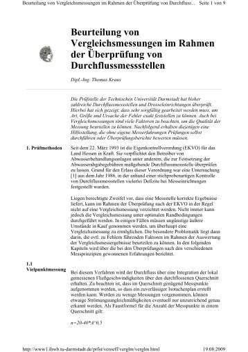 Beurteilung von Vergleichsmessungen im Rahmen der ÃberprÃ¼fung ...