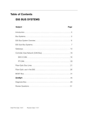 Table of Contents E65 BUS SYSTEMS - BMW Carx Spain