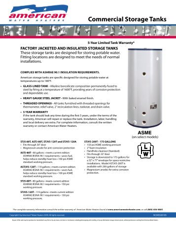 Commercial Storage Tanks - American Water Heaters