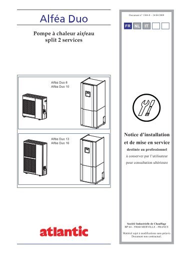 Pompe Ã  chaleur air/eau split 2 services - Atlantic-comfort.com