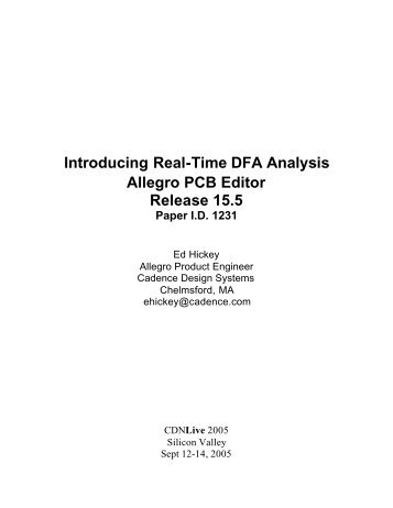 Introducing Real-Time DFA Analysis Allegro PCB Editor Release 15.5