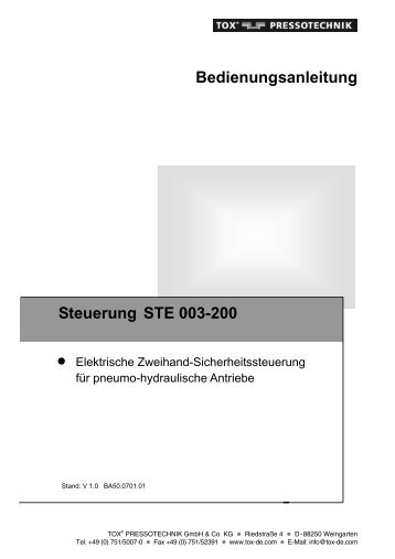 Bedienungsanleitung Steuerung STE 003-200 - TOX ...