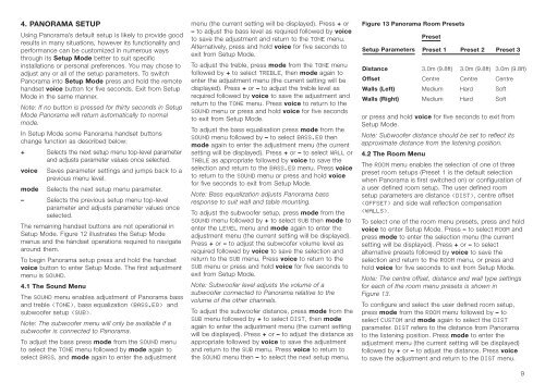 Panorama Integrated A/V Sound System Owner's Manual