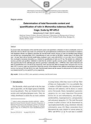 Determination of total flavonoids content and quantification of rutin in ...