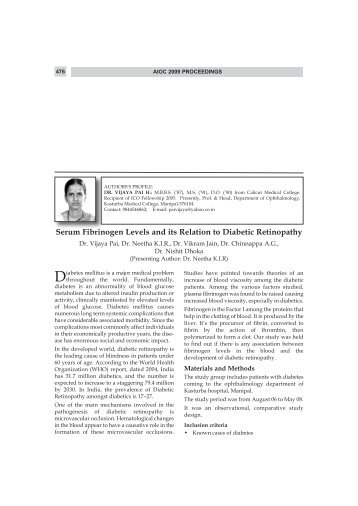 Serum Fibrinogen Levels and its Relation to Diabetic Retinopathy