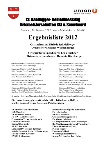 Ergebnisliste 2012 - Marktgemeinde Randegg
