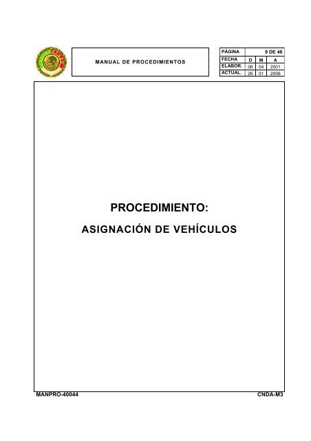 manual de procedimientos departamento de control vehicular - LVIII ...