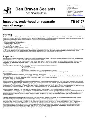 Inspectie, onderhoud en reparatie - Den Braven