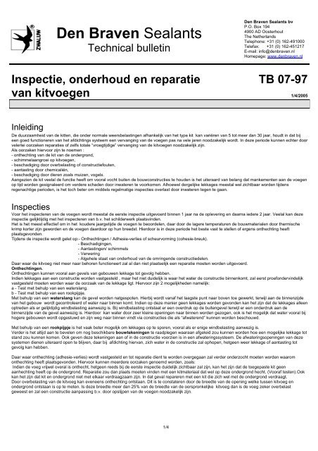 Inspectie, onderhoud en reparatie - Den Braven