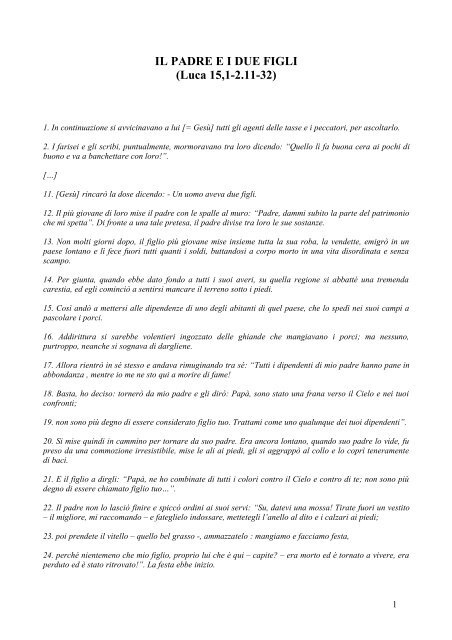 Il Padre E I Due Figli Luca 15 1 2 11 32 Sacrafamigliamonza It