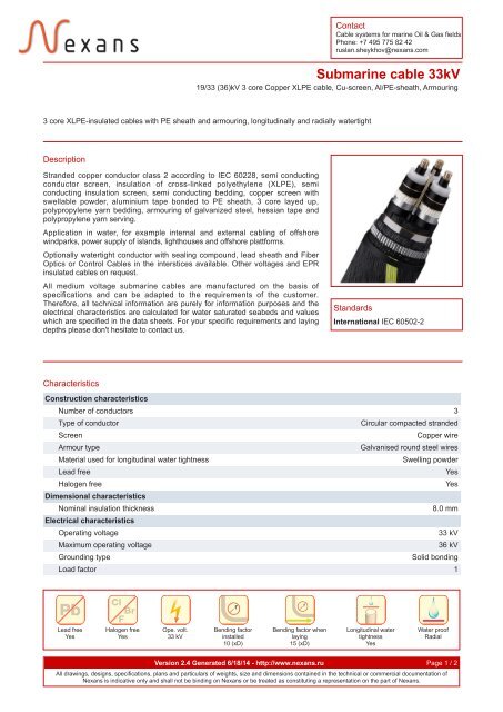 Submarine cable 33kV - Nexans