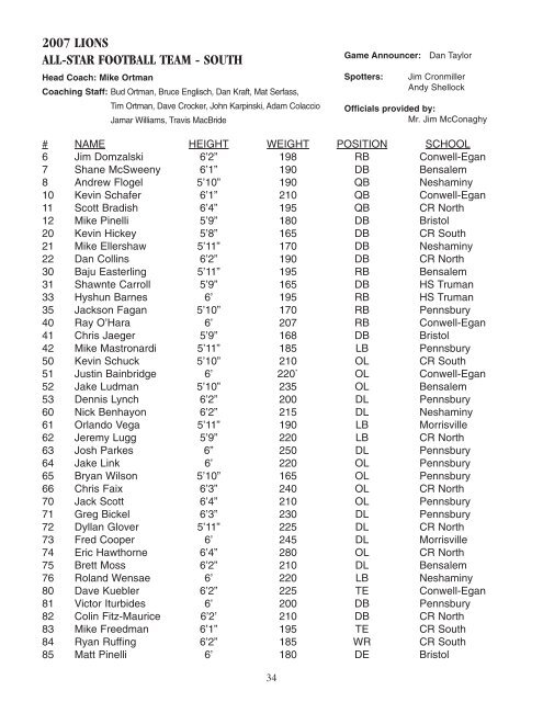 North and South All-Stars - EasternPAFootball