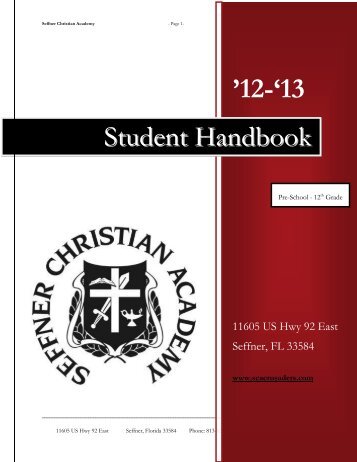 Student Handbook - Seffner Christian Academy
