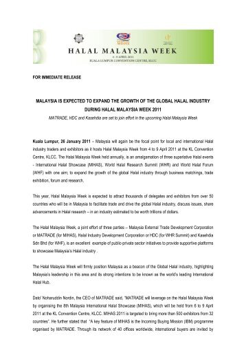 Halal Malaysia Week 2011 - Joint Press Release - World Halal Forum