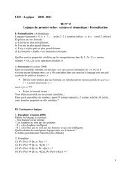 UE5 â Logique 2010- 2011 TD NÂ° 5 Logique du premier ordre ...