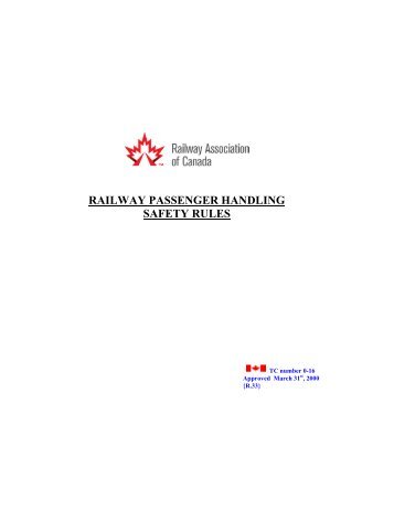 TC O-16: Railway Passenger Handling Safety Rules (pdf 188kb)