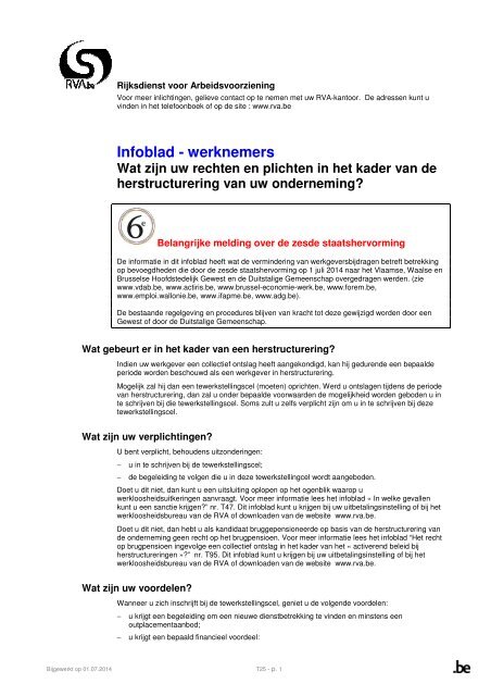 Infoblad - werknemers - Rijksdienst voor Arbeidsvoorziening