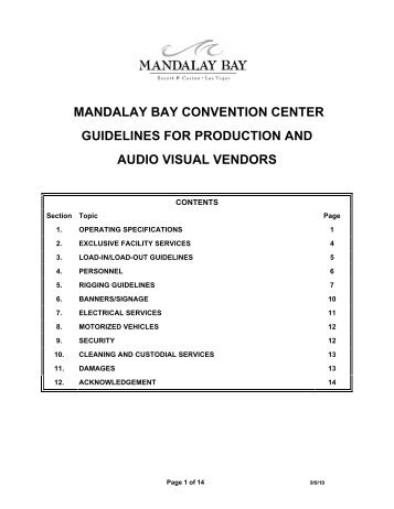 mandalay bay convention center guidelines for production and