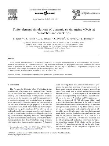 Finite element simulations of dynamic strain ageing effects at V ...