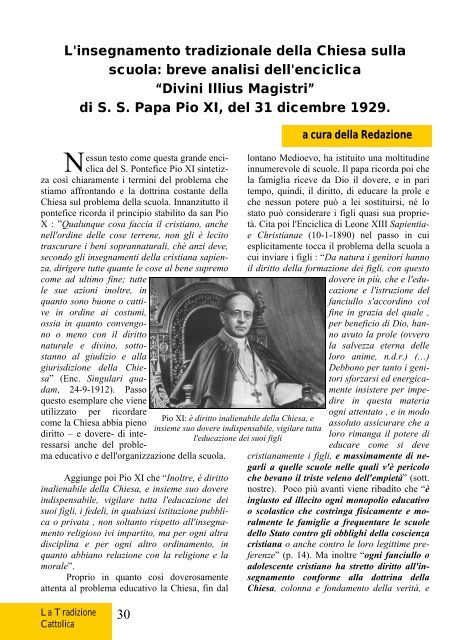 La Tradizione Cattolica - Fraternità Sacerdotale di San Pio X