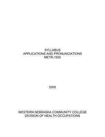 View Current Syllabus - Western Nebraska Community College