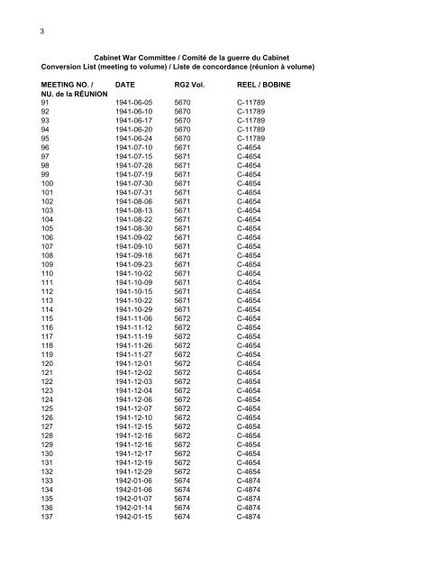 RG-2 : Cabinet War Committee / ComitÃ© de la guerre du Cabinet