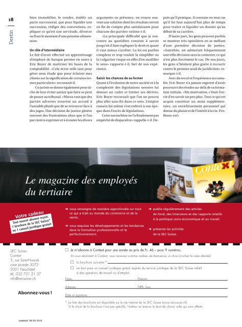 Context N° 8-9 2010 - Assistant/e de direction (PDF ... - Sec Suisse