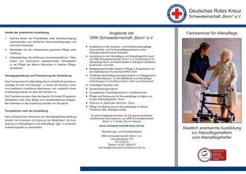 finden Sie unseren Flyer zur Altenpflegehilfeausbildung. - DRK ...