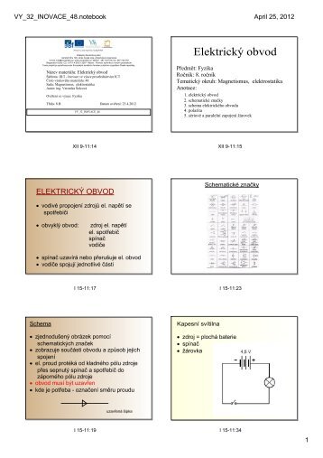 Elektrický obvod - Základní škola Náměstí Nový Bor