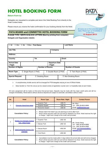 HOTEL BOOKING FORM