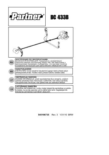 OM, Partner, BC433 B, 952715748, 2010-02, Brush ... - Dedeman