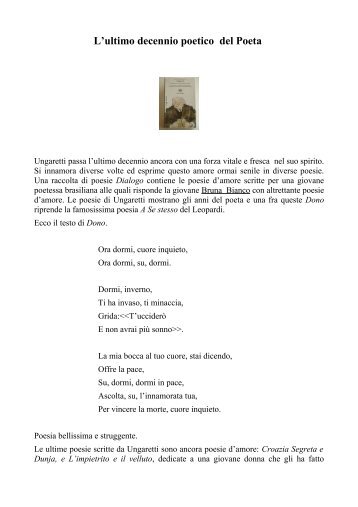 L'ultimo decennio poetico del Poeta - Biagio Carrubba
