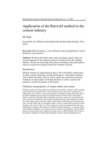 Application of the Rietveld method in the cement industry - Institut fÃ¼r ...