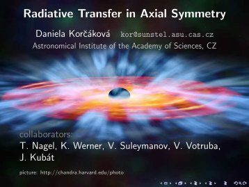 Radiative Transfer in Axial Symmetry