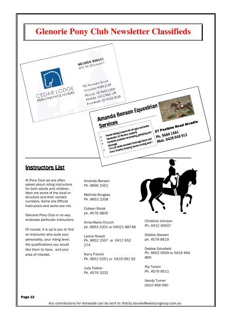 Pony Club Newsletter July 2008 - Glenorie Horse and Pony Club